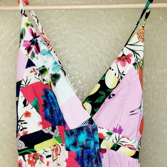 NWT-❤️-Desigual-Strappy Beach-Patch Work Wrap Maxi Dress-Size XS - Picture 3 of 16